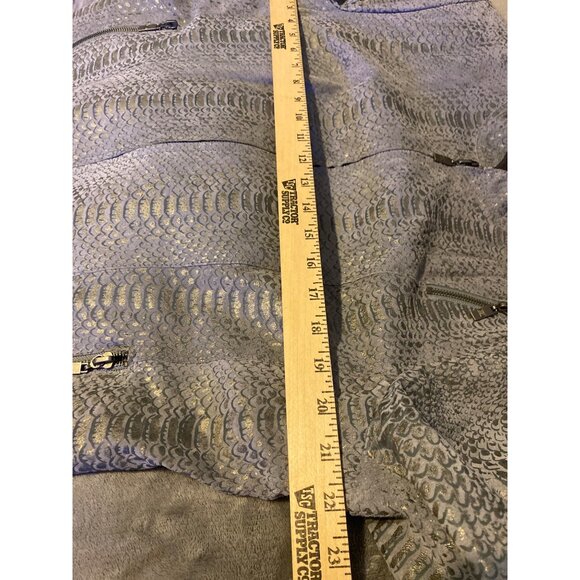 Pamela McCoy Womens Snake Print Leather Jacket With Zipper Pockets - Size L - Picture 9 of 14